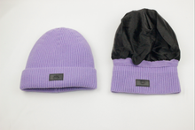 Load image into Gallery viewer, Satin-Lined Beanie | Lilac-Black Sunrise-Yard + Parish