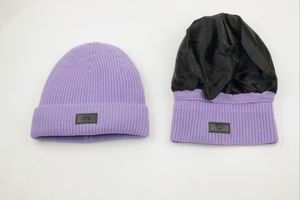 Satin-Lined Beanie | Lilac-Black Sunrise-Yard + Parish