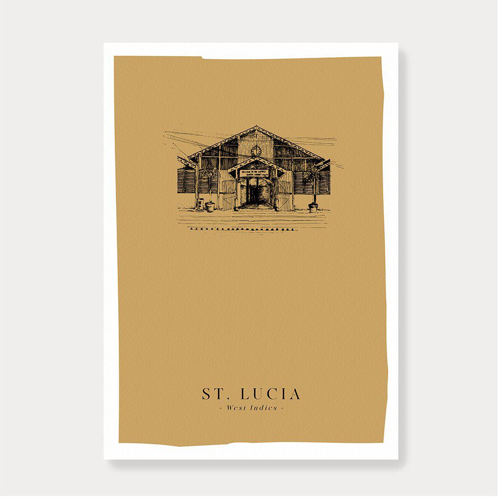 'St. Lucia' Market Print-Fiona's Notes-Yard + Parish