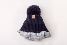 Load image into Gallery viewer, Satin-Lined Bobble Hat | Navy-Black Sunrise-Yard + Parish