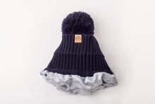 Load image into Gallery viewer, Satin-Lined Bobble Hat | Navy-Black Sunrise-Yard + Parish