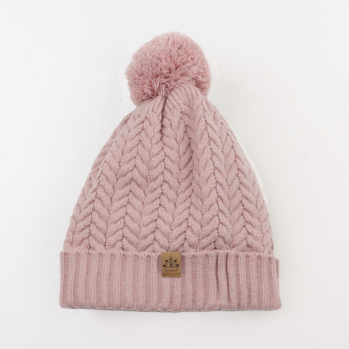 Satin-Lined Bobble Hat | Pink-Black Sunrise-Yard + Parish